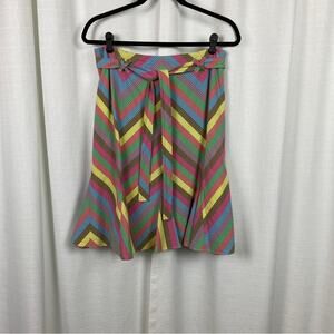 Anthropologie Elevenses Rainbow Chevron Swing Skirt Sz.8